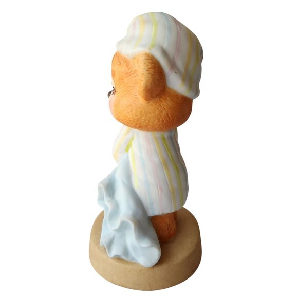 Vtg 6.5" 1980s Enesco Teddy Beddy Bear Figurine Teddy with Blanket Y2K Nursery - Picture 4 of 7